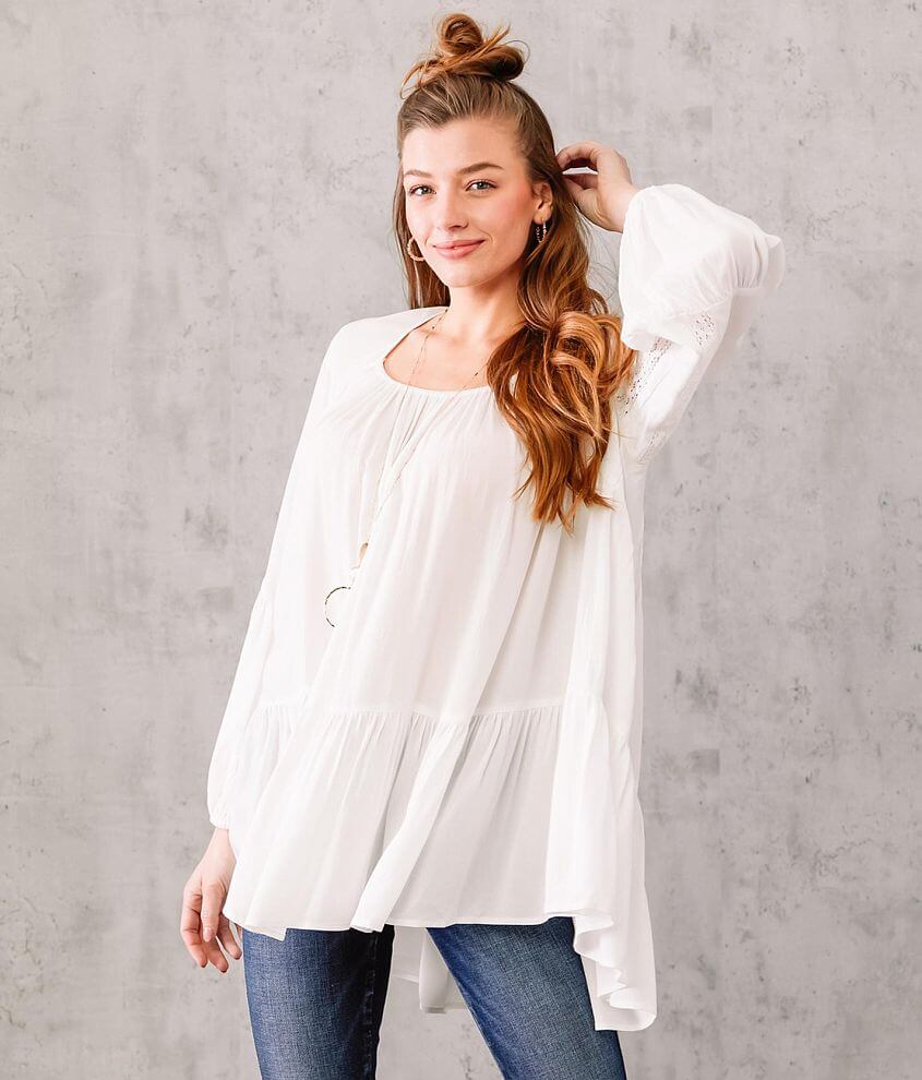Image of En Creme Lace Inset Tunic Top