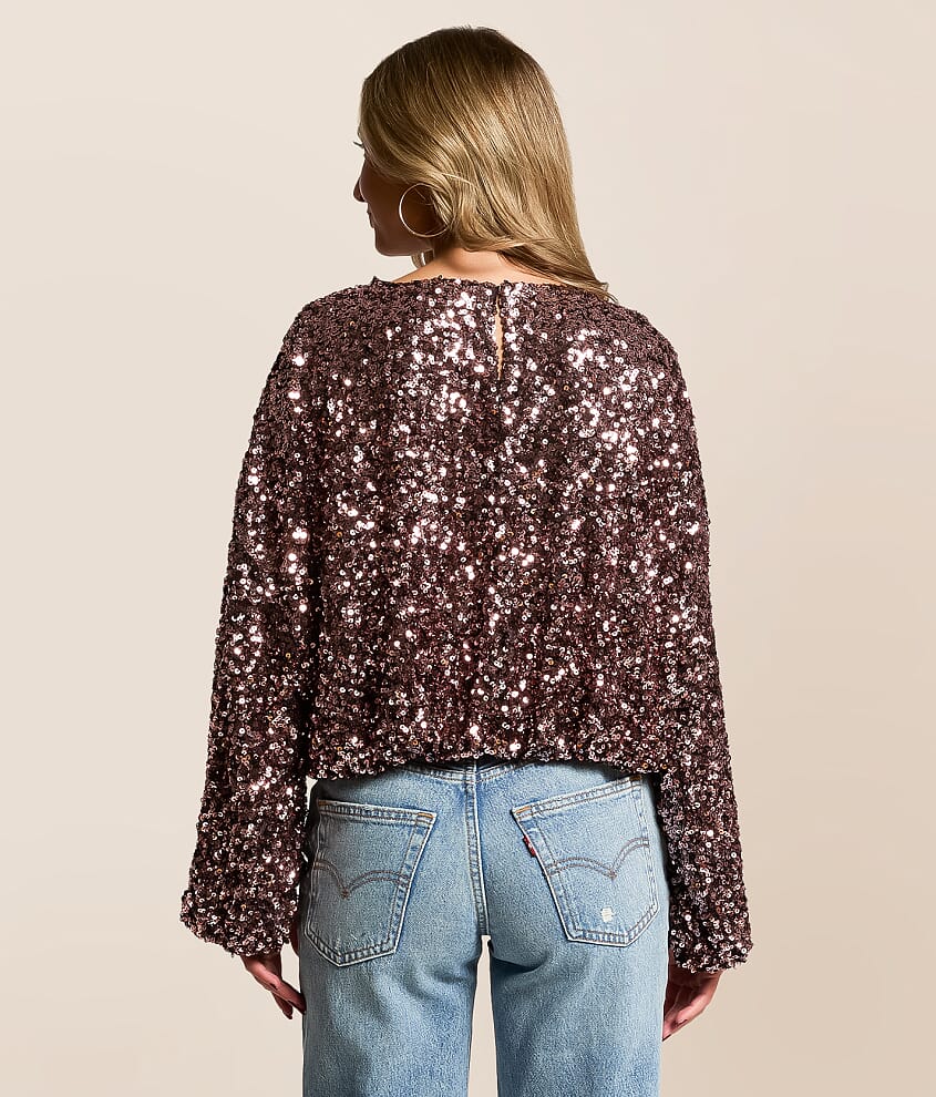 Sequin Dolman Cropped Top