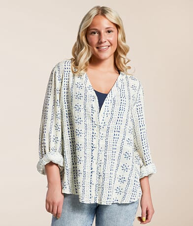 En Creme Textured Blouse front view