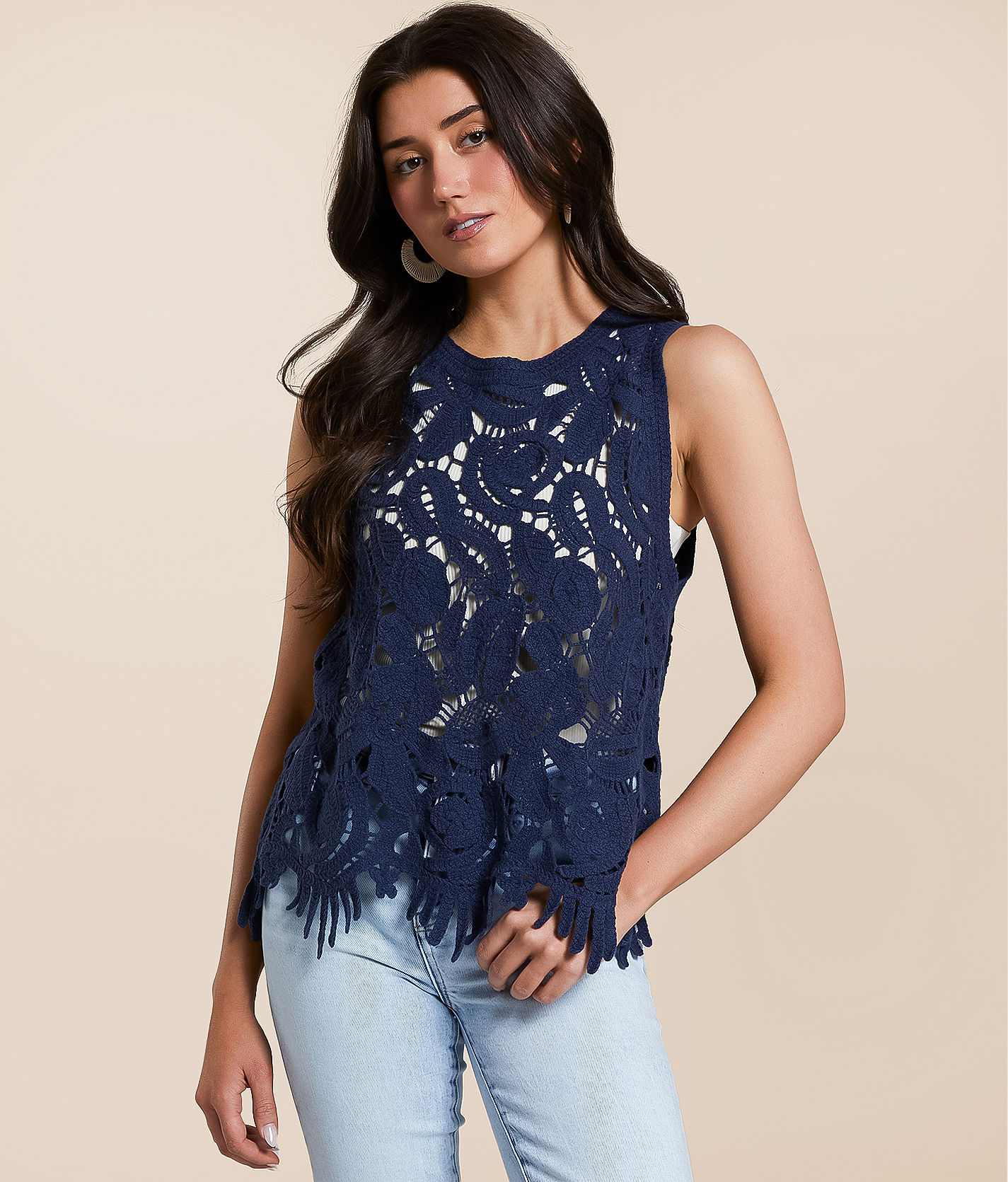 En Creme Crochet Fringe Tank Top - Women's Tank Tops in Mood En Creme Crochet Fringe Tank Top - Women's Tank Tops in Mood