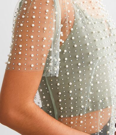 Endless Blu Embellished Mesh Top MISC_DETAIL_1