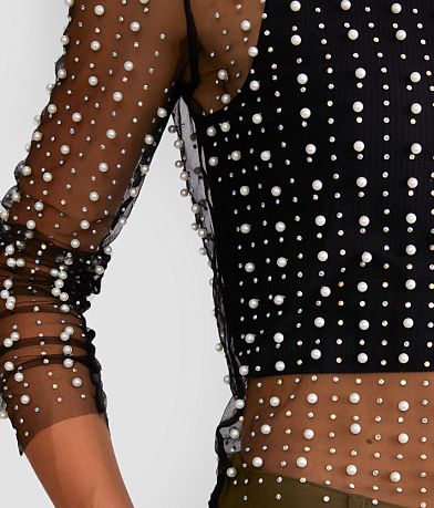Endless Blu Sheer Embellished Crop Top MISC_DETAIL_2