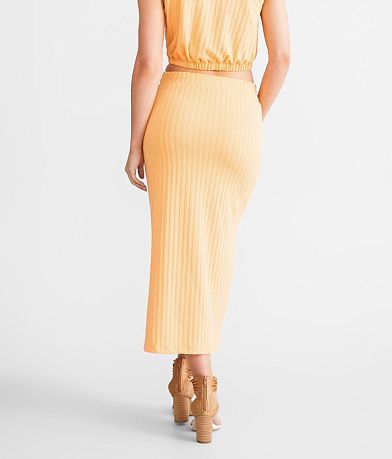 Endless Blu Textured Midi Skirt back view