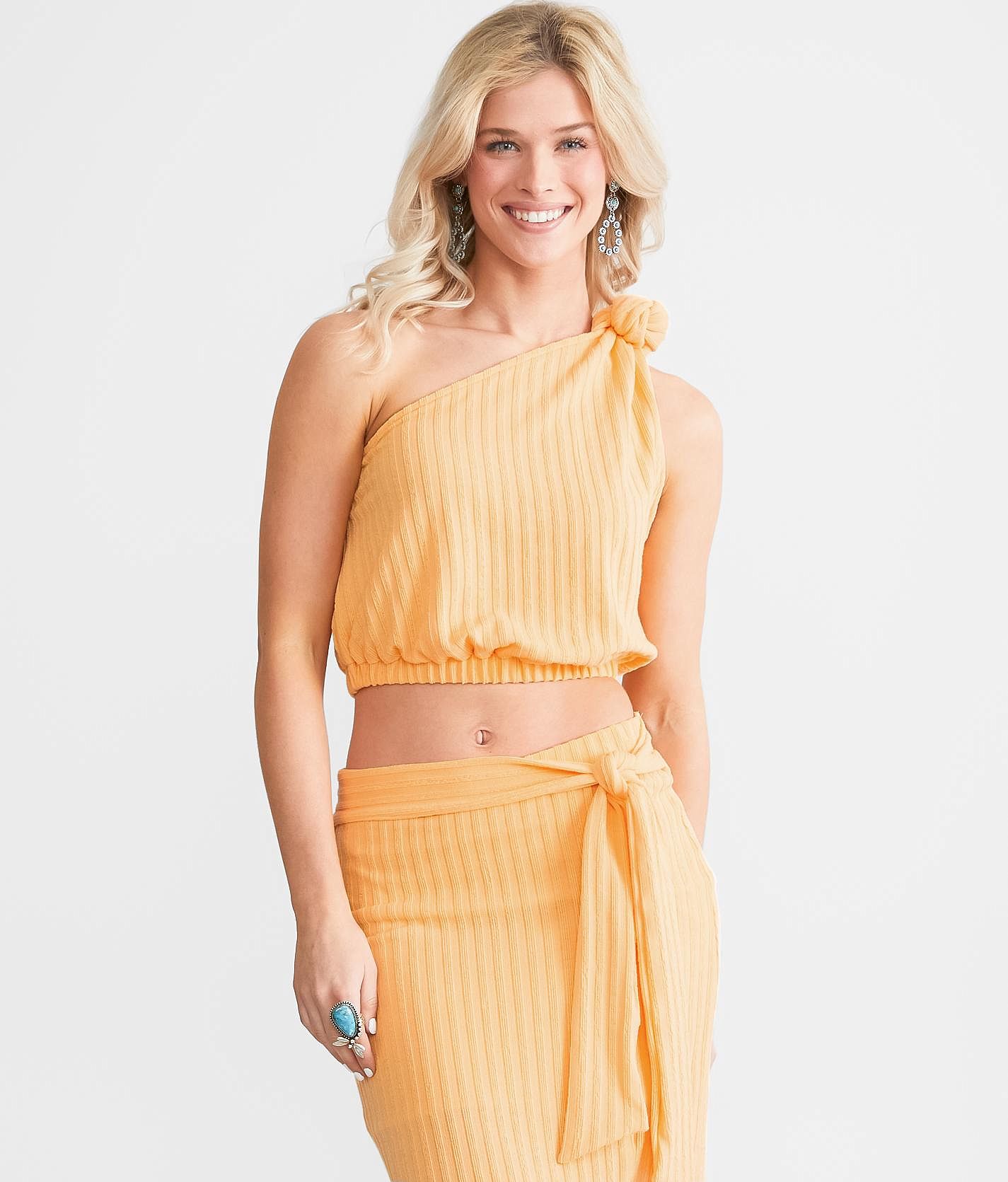 Orange one 2024 shoulder crop top