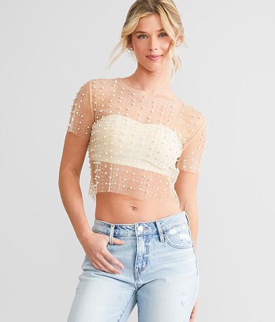 Endless Blu Sheer Mesh Top FULL_RIGHT_SIDE