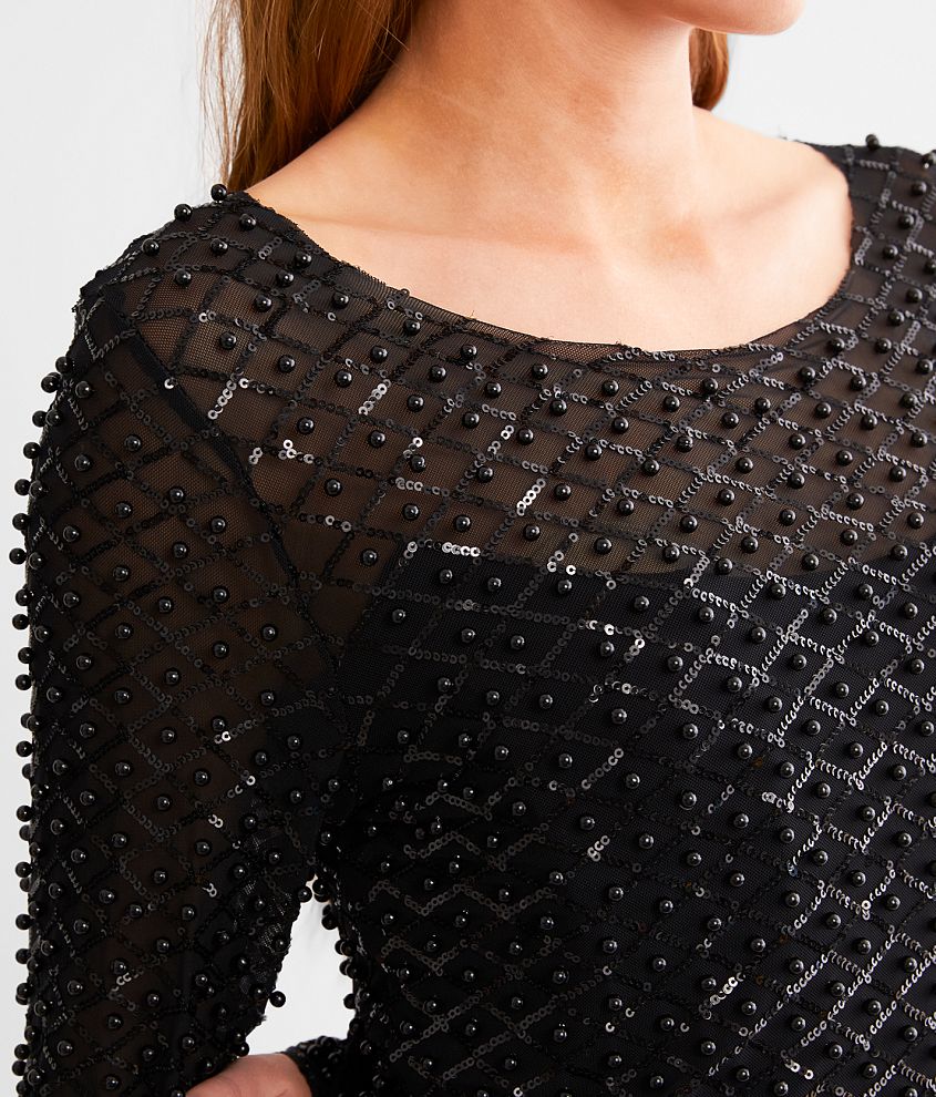 Embellished Mesh Top