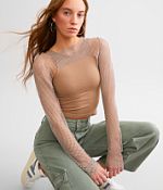 Endless Blu Rhinestone Fishnet Bolero Top - Women's Shirts