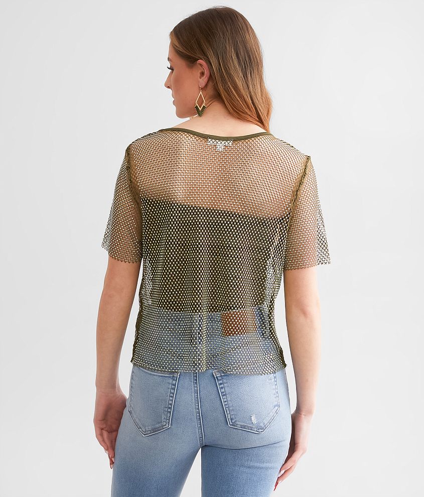 Rhinestone Mesh Top