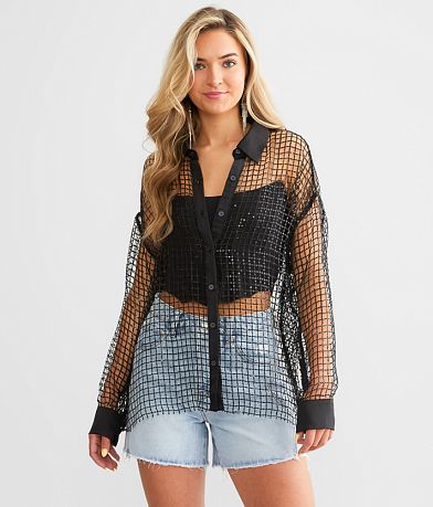 Willow &amp; Root Sequin Mesh Shirt FULL_LEFT_SIDE