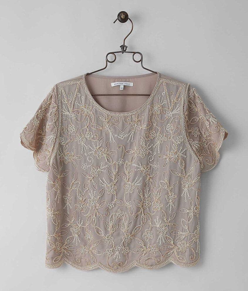 endless rose Beaded Top - Women's Shirts/Blouses in Taupe