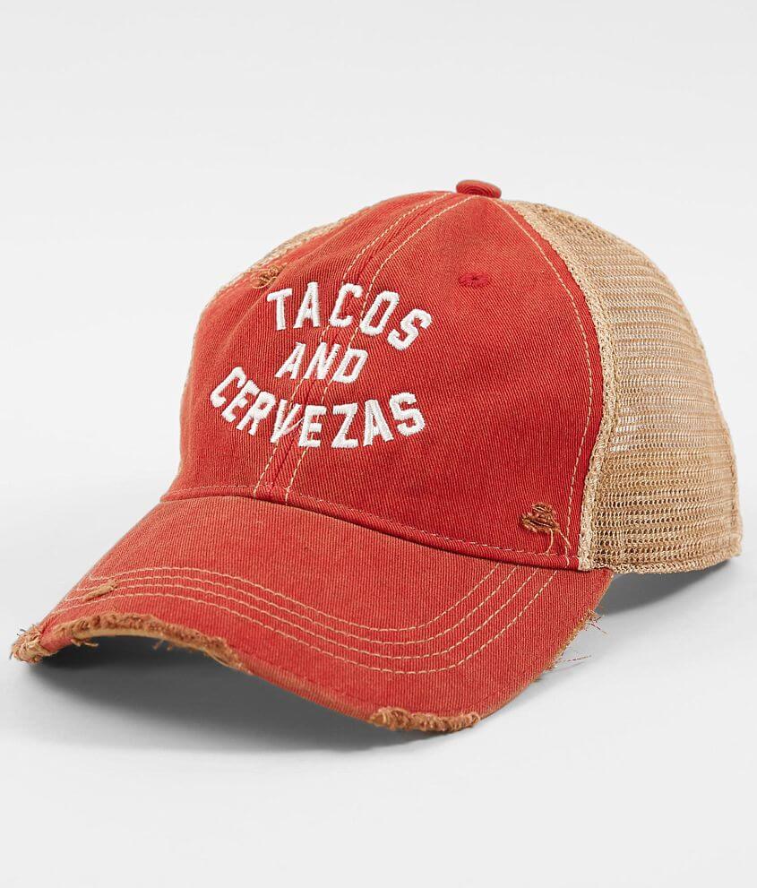 Distant Replays Tacos &#38; Cervezas Baseball Hat front view