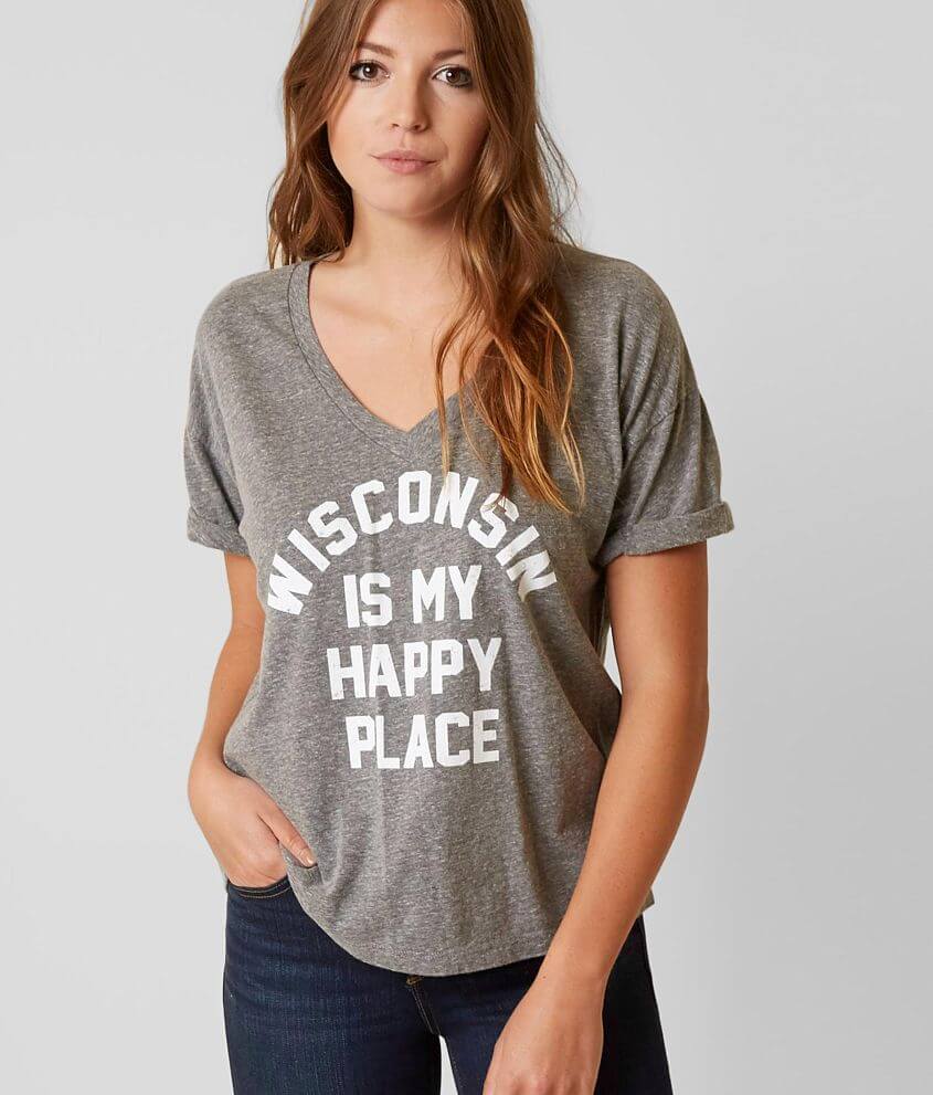 Retro Brand Wisconsin Is My Happy Place T-Shirt front view
