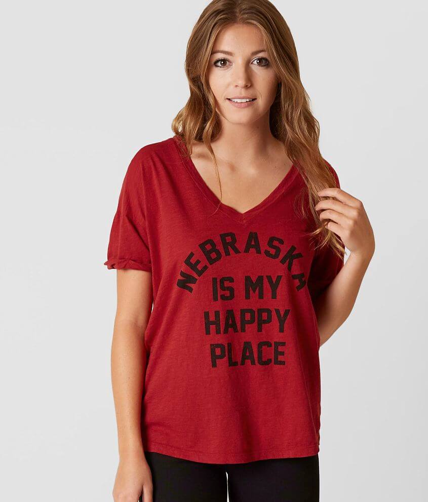 Retro Brand Nebraska Is My Happy Place T-Shirt front view