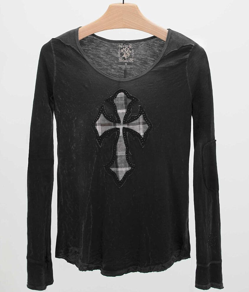 Velvet Stone Madonna Cross T-Shirt front view