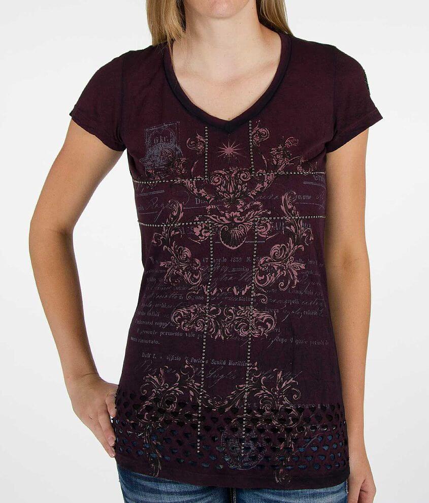 Velvet Stone Lattice Britt T-Shirt front view