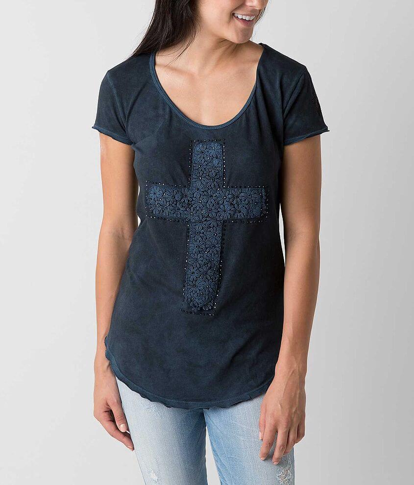 Velvet Stone Diamond Floral T-Shirt front view