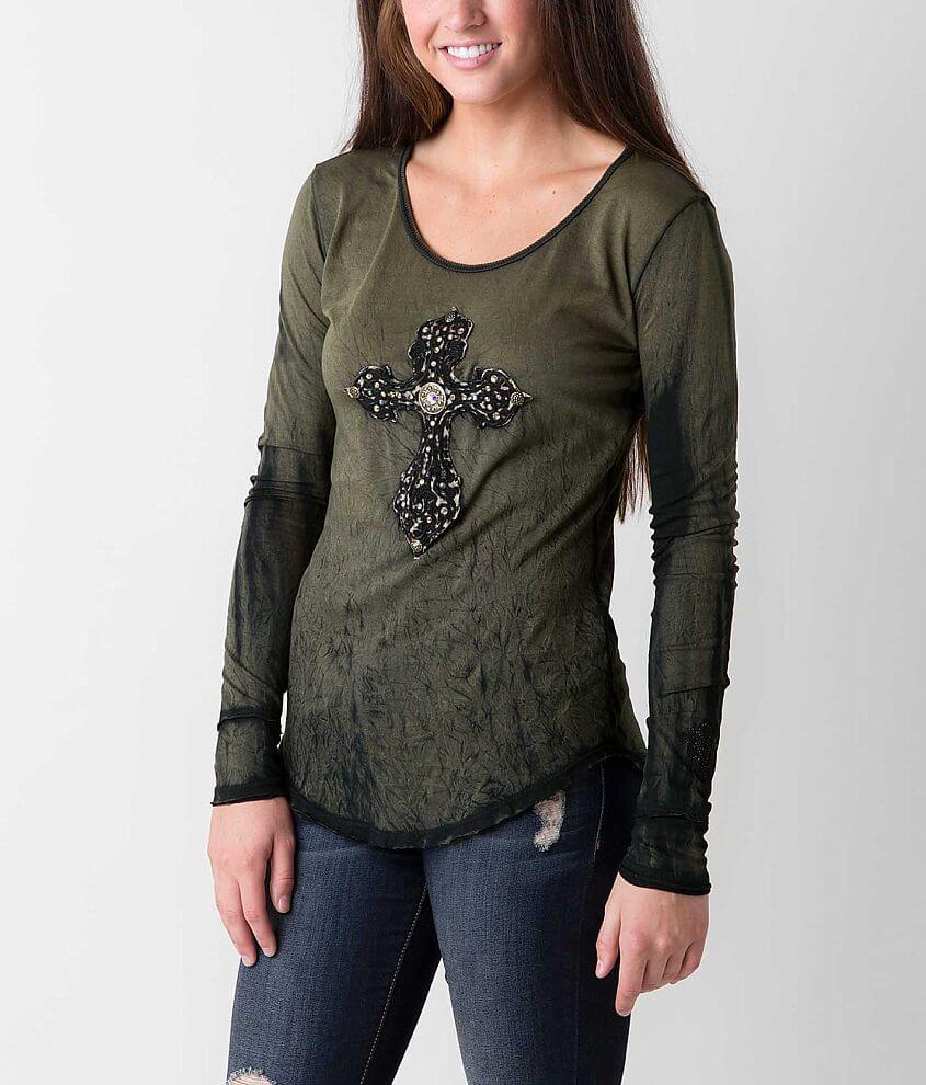 Velvet Stone Scrolled Cheetah T-Shirt front view