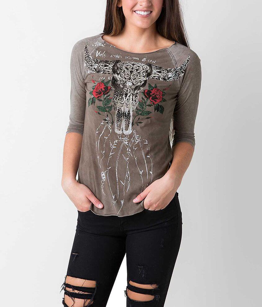 Velvet Stone Desperado Skull T-Shirt - Women's T-Shirts in Velvet Smoke ...