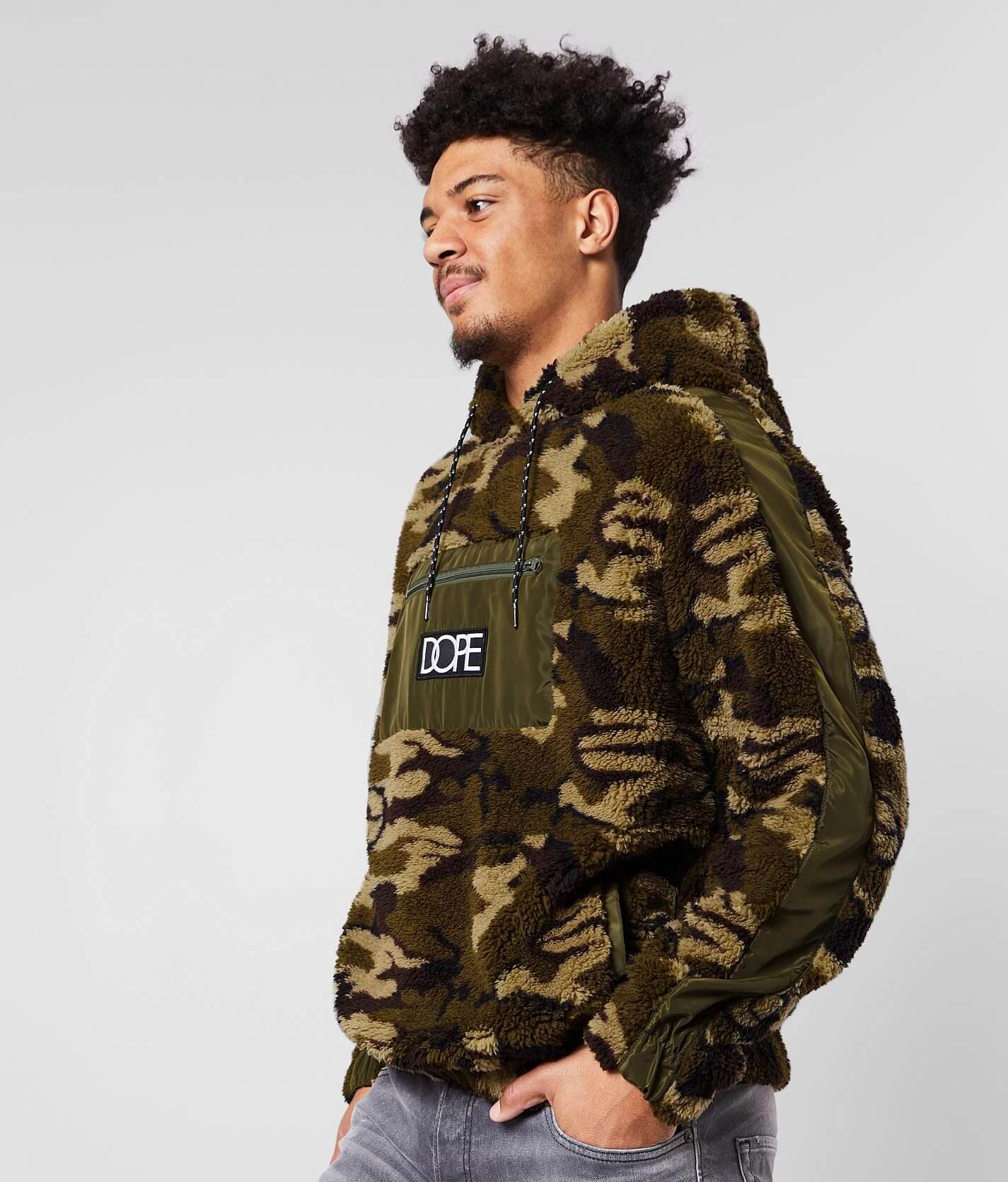 DOPE Camo Sherpa Hoodie Men s Sweatshirts in Camo Buckle