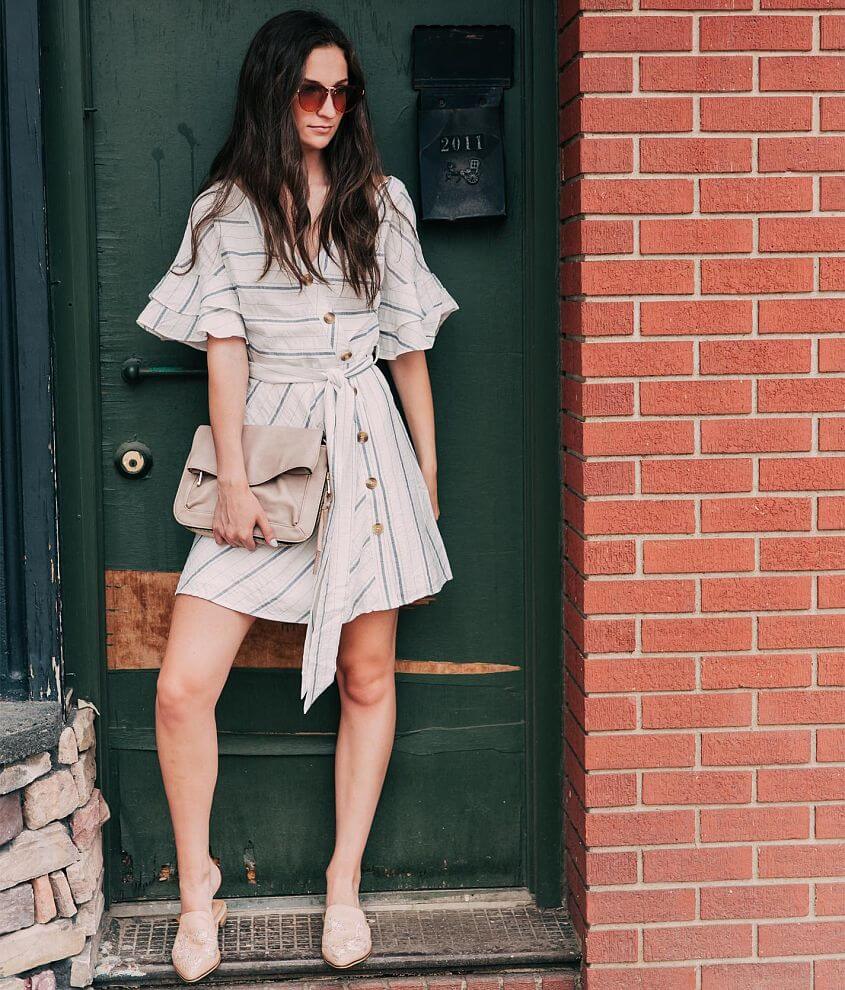 STRIPED V-NECK DRESS