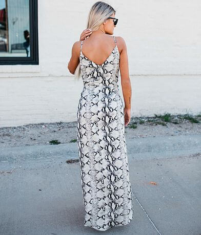 Willow &amp; Root Snakeskin Tulip Front Maxi Dress back view