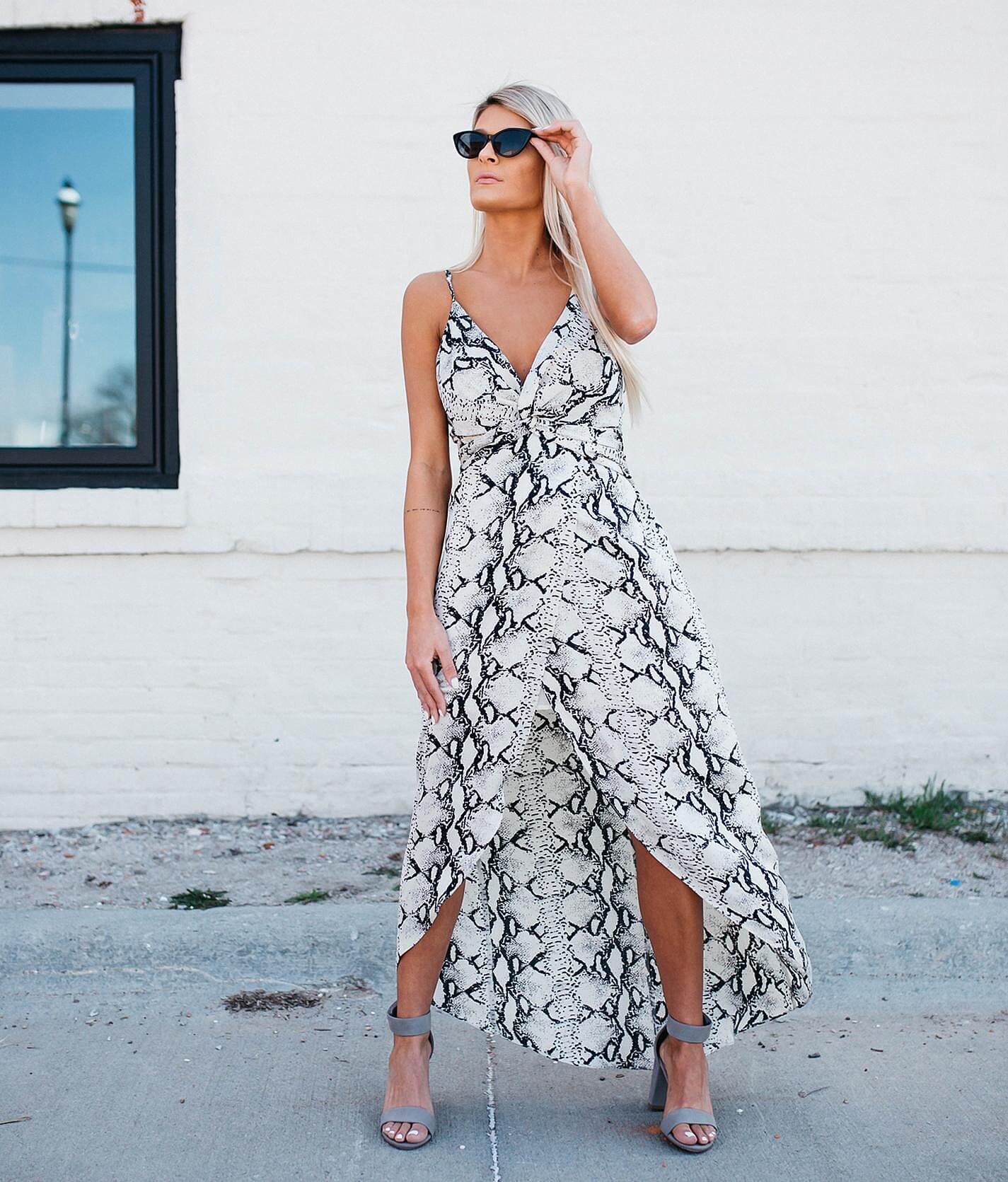 black and white snakeskin dress