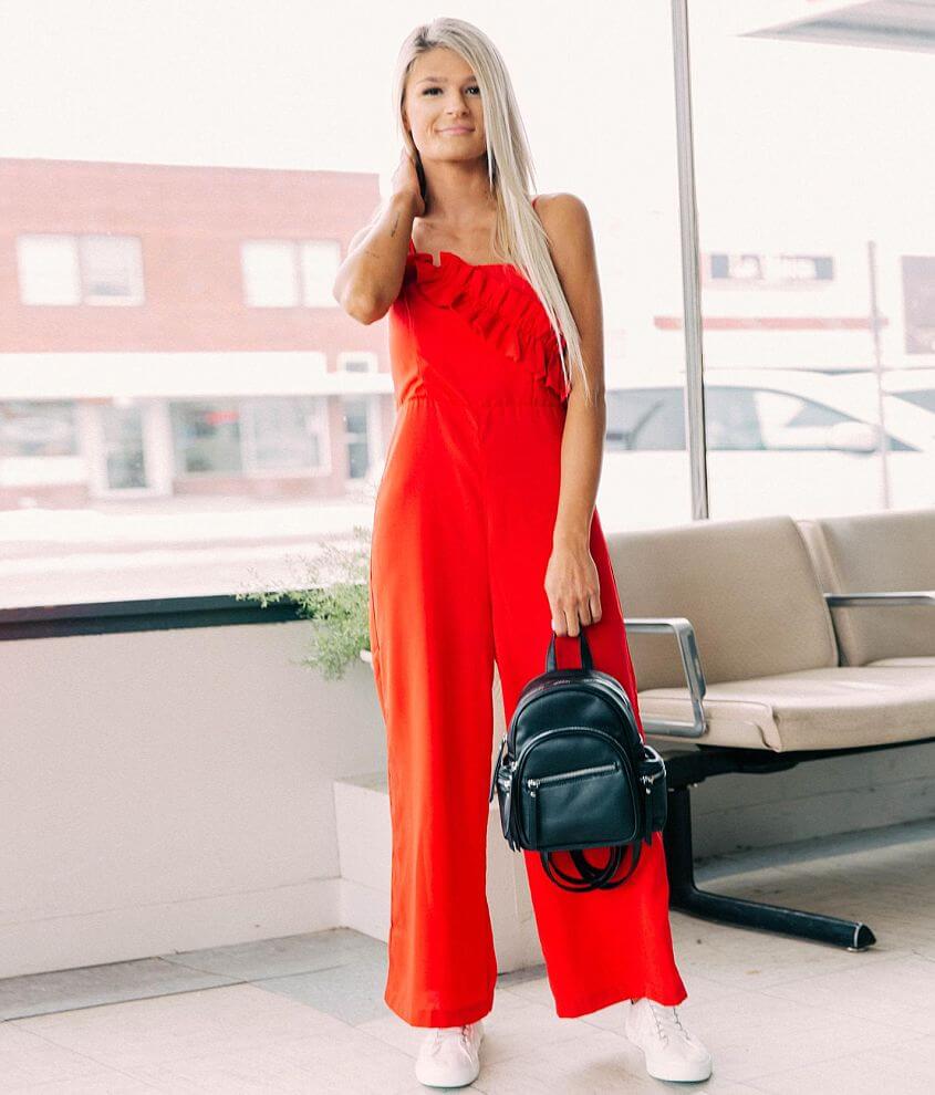 Red cropped hot sale jumpsuit