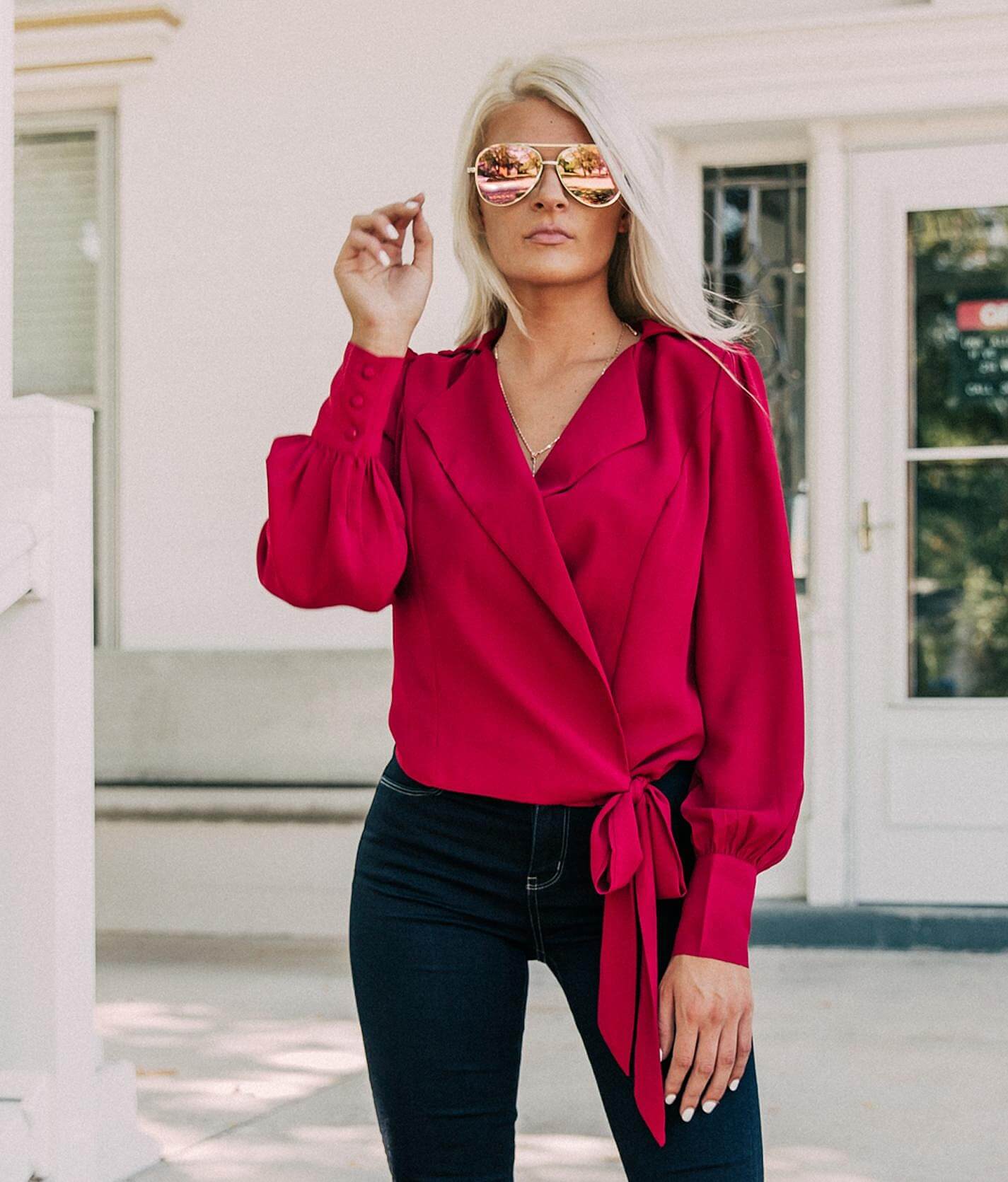 chiffon wrap top