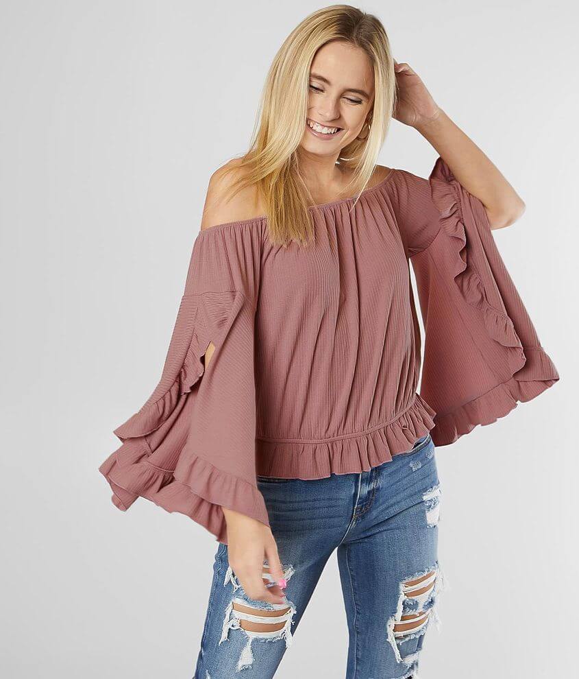 Willow & Root Off The Shoulder Top - Women's Shirts/Blouses in Woodrose ...