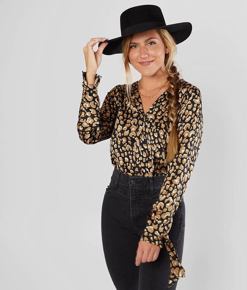 Willow &#38; Root Animal Print Blouse front view