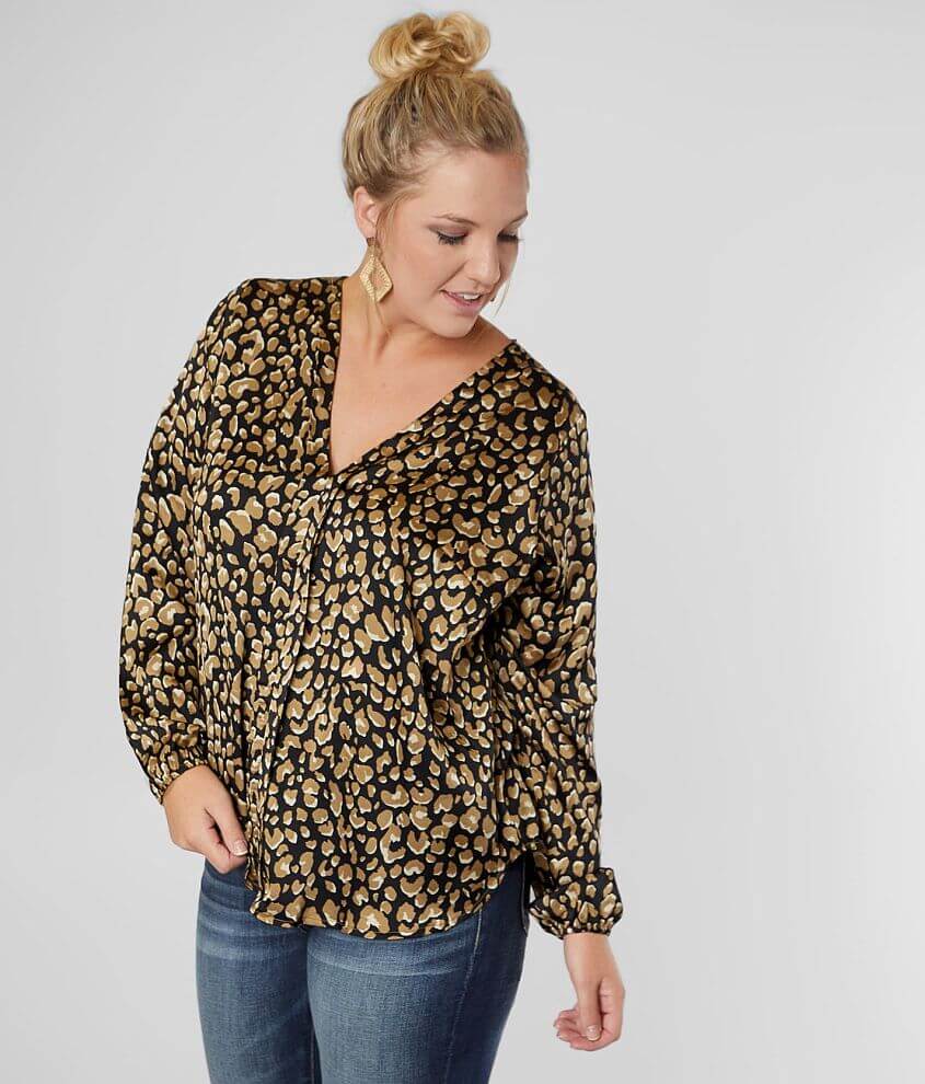 Willow &#38; Root Animal Print Blouse - Plus Size front view