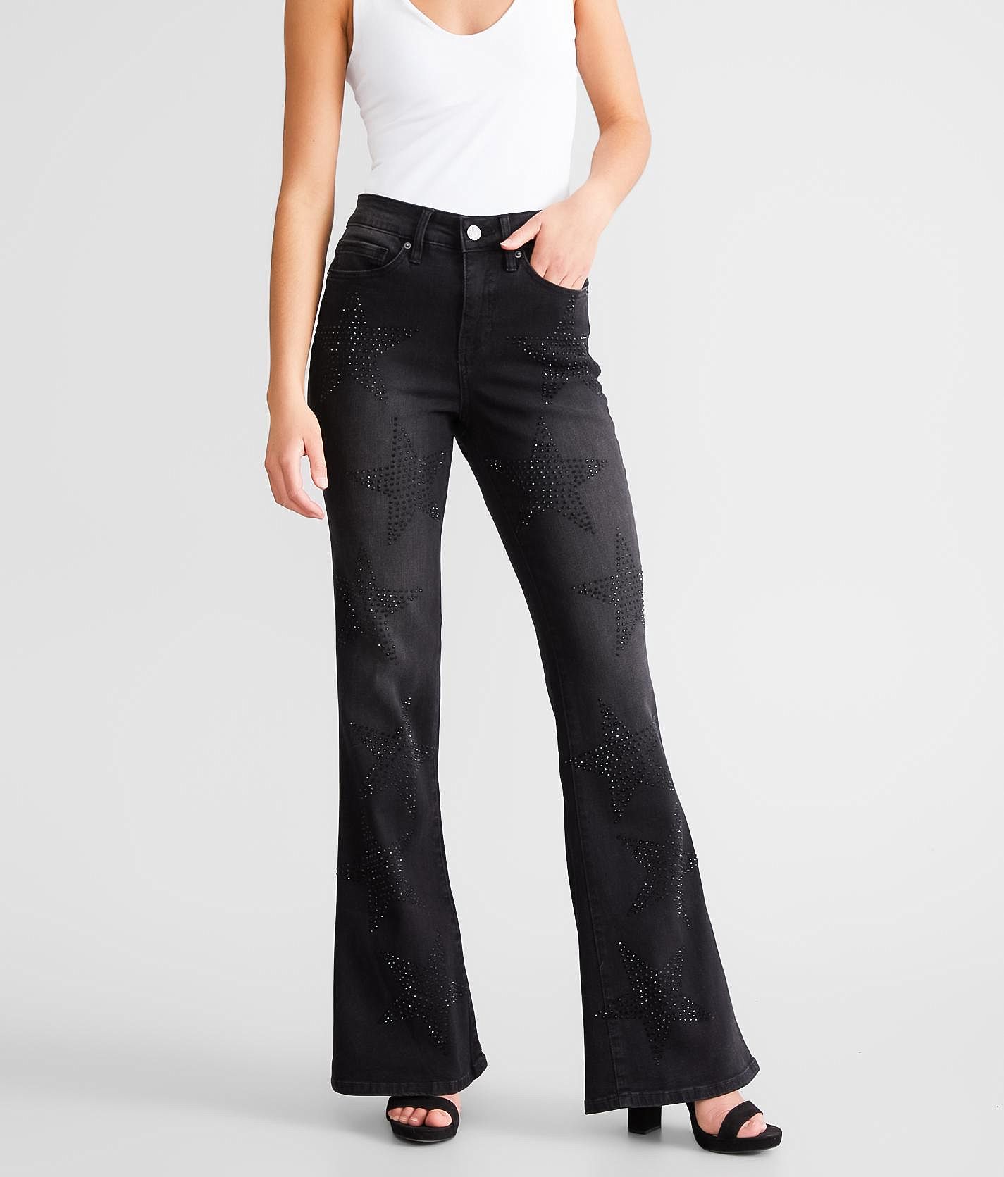 Low Waisted Rhinestone Flare Jeans – PROD