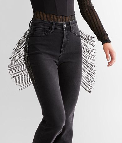 Sterling &amp; Stitch Rhinestone Fringe Flare Jean MISC_DETAIL_2