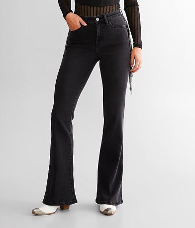 Sterling &amp; Stitch Rhinestone Fringe Flare Jean FULL_LEFT_SIDE