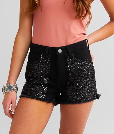 Sterling & Stitch High Rise Sequin Short front view