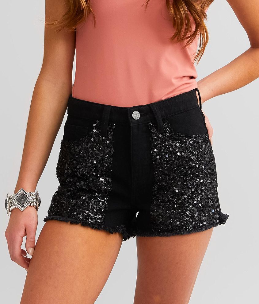 Sterling &#38; Stitch High Rise Sequin Short front view