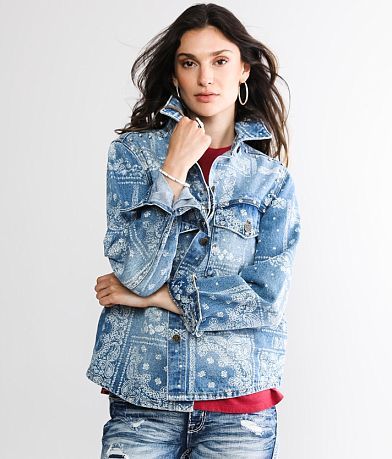 Sterling &amp; Stitch Rhinestone Denim Jacket full right side view