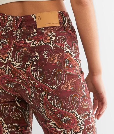 Sterling &amp; Stitch Paisley Corduroy Flare Pant BACK_POCKET