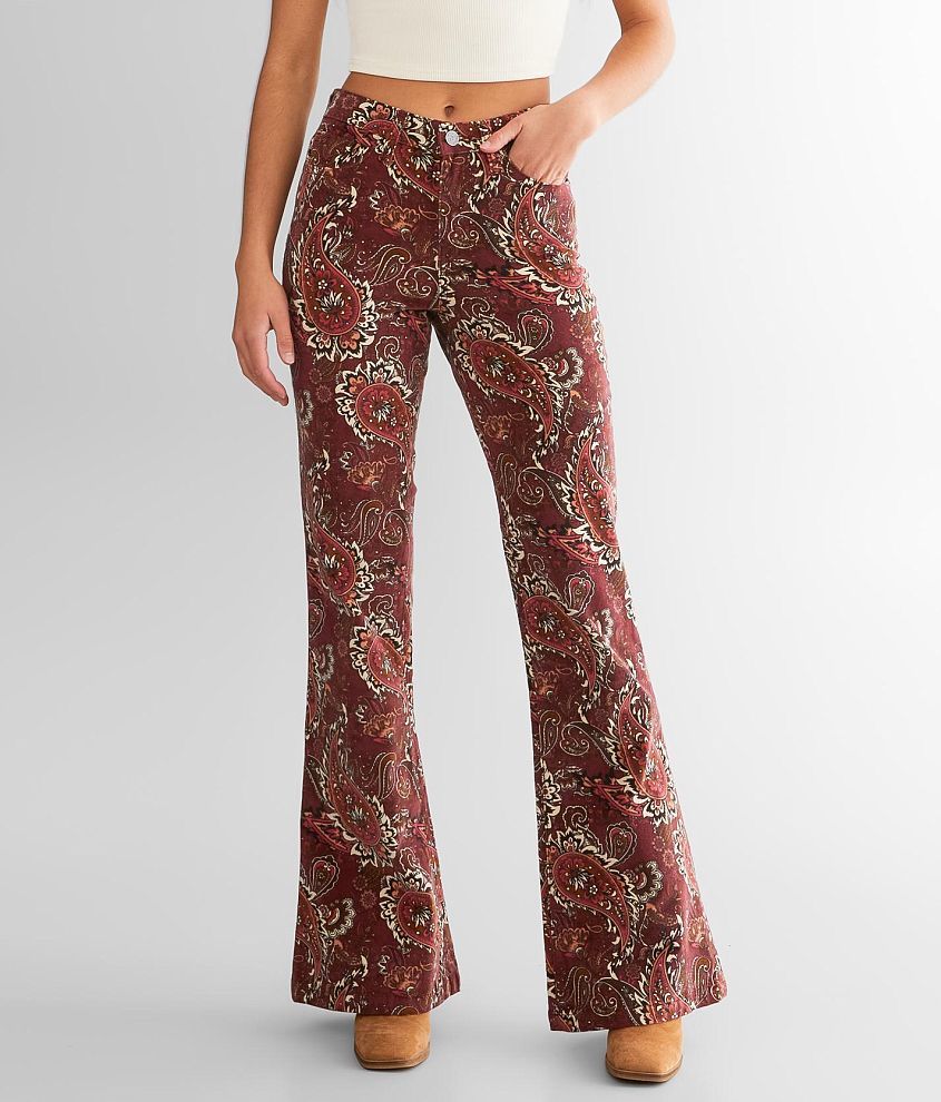Sterling &#38; Stitch Paisley Corduroy Flare Pant front view