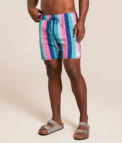 RVCA Resort Striped Stretch Swim Trunks front view