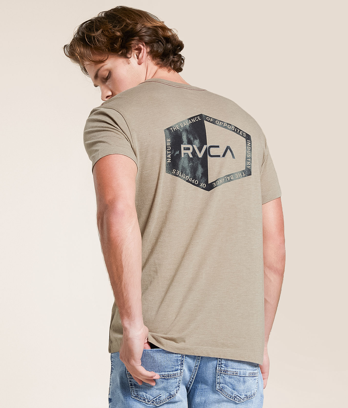 RVCA Hex Splitter T-Shirt - Men's T-Shirts in Dark Khaki