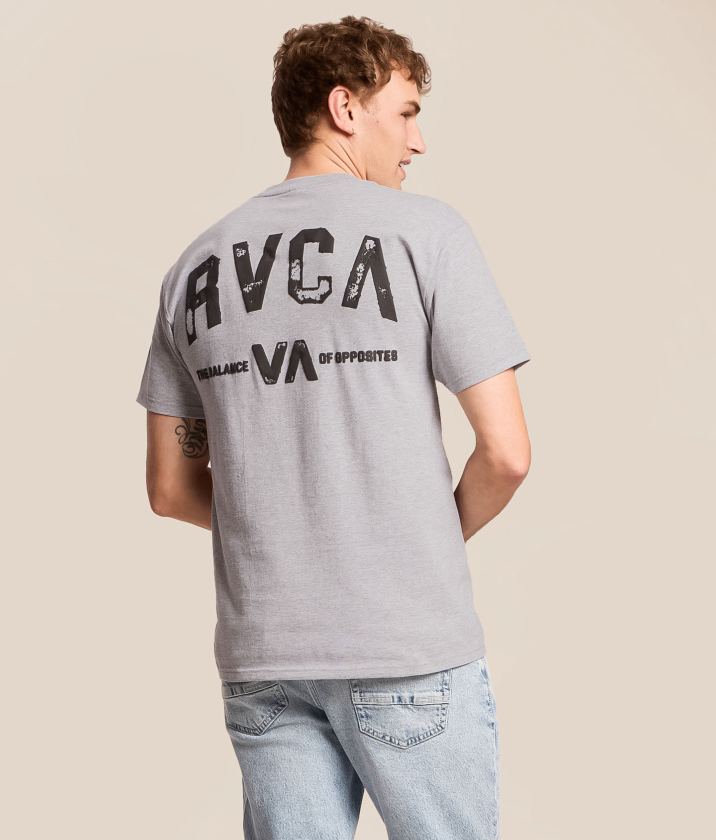 RVCA Bar Ticket T-Shirt - Men's Graphic T-Shirts in Heather Grey