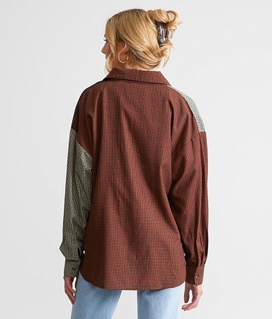 Gilded Intent Color Block Plaid Shirt back view