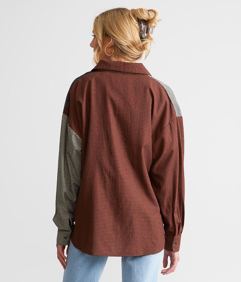 Color Block Plaid Shirt