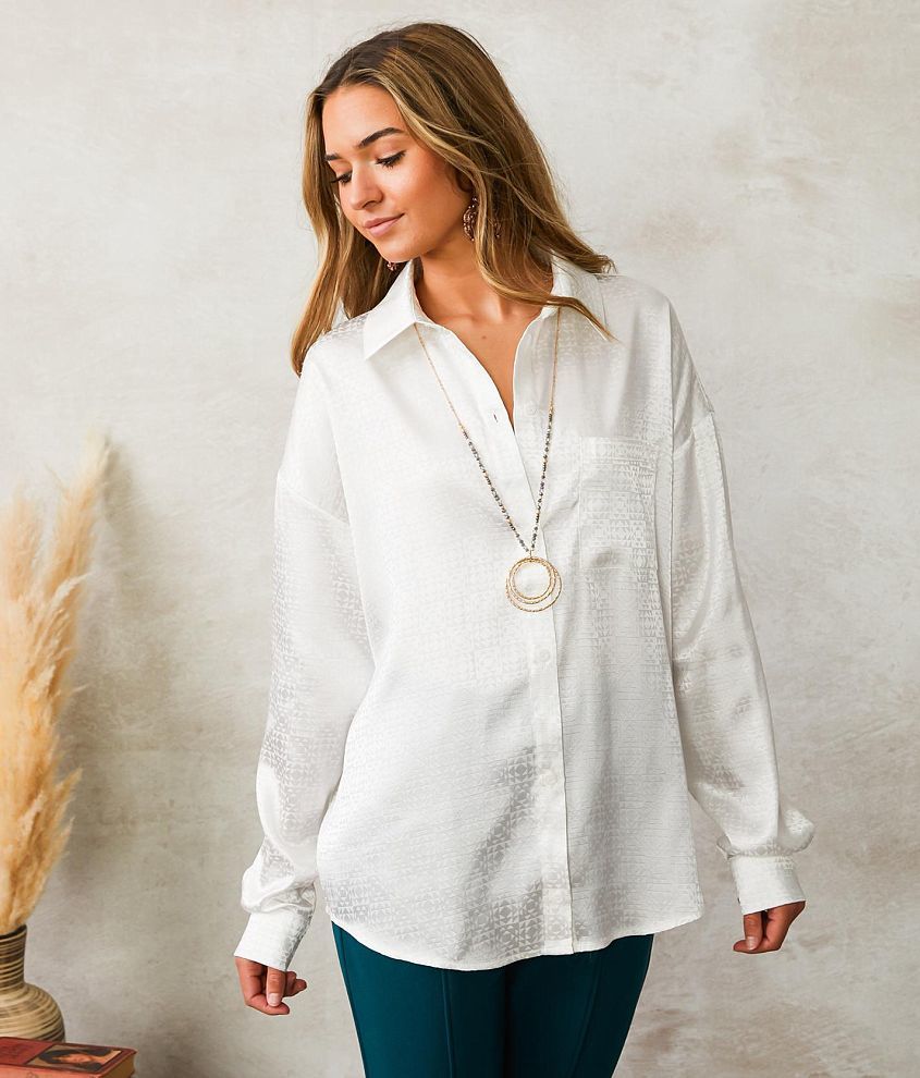 Willow & Root Jacquard Satin Blouse - Women's Shirts/Blouses in White ...