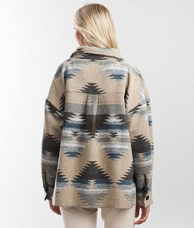 BKE Aztec Flannel Shacket BACK