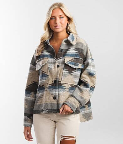 BKE Aztec Flannel Shacket FULL_LEFT_SIDE