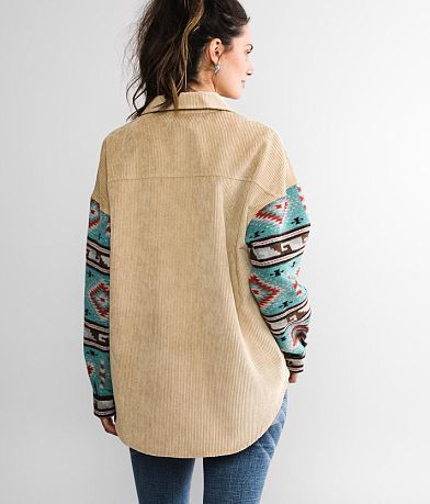 BKE Aztec Corduroy Shacket BACK