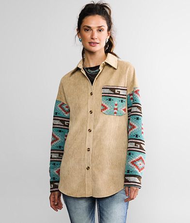 BKE Aztec Corduroy Shacket FULL_RIGHT_SIDE