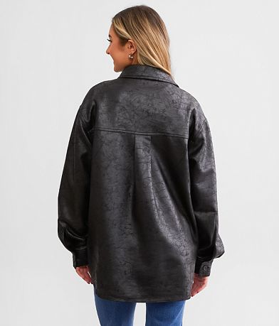 red by BKE Faux Suede Shacket back view